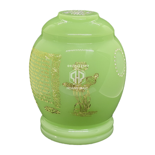 Hũ Ngọc Lưu Ly Xanh Khắc Bát Nhã Tâm Kinh HP-08