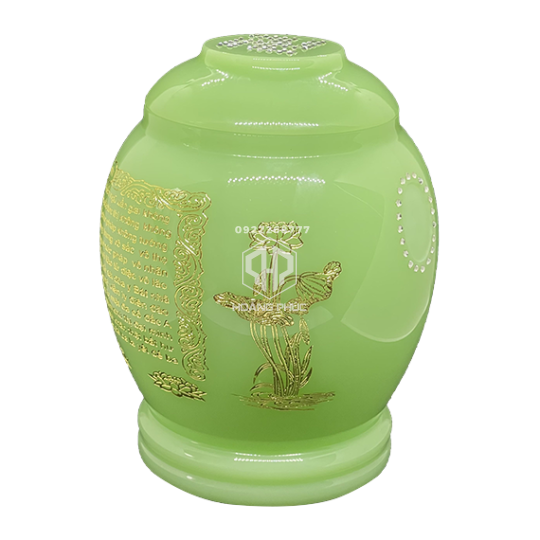 Hũ Ngọc Lưu Ly Xanh Khắc Bát Nhã Tâm Kinh HP-08