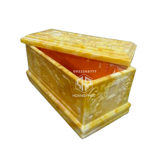 Quách Đá vàng điêu khắc rồng phượng 3D