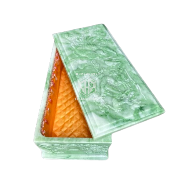 Quách Đá xanh ngọc bích điêu khắc rồng phượng 3D